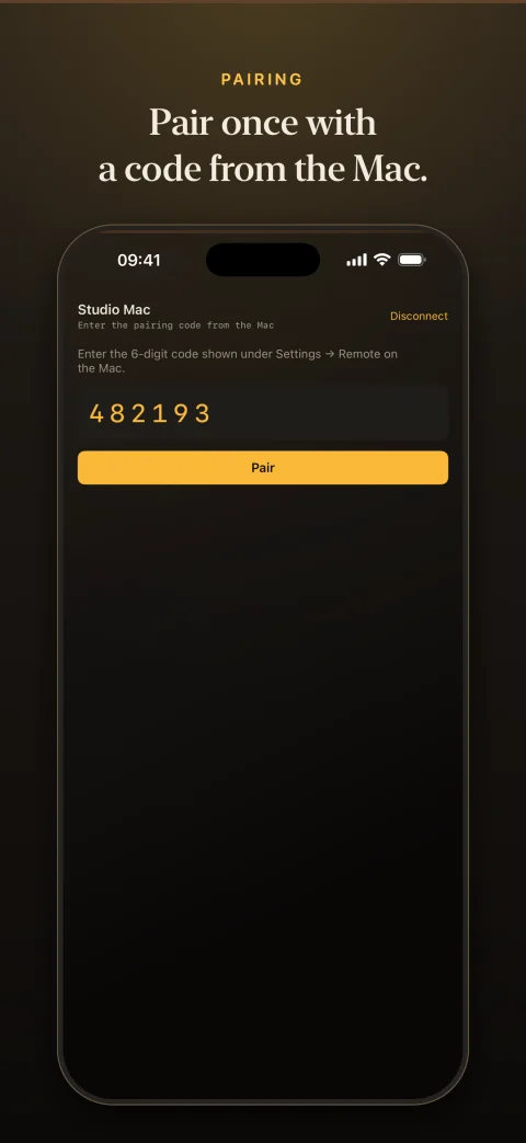 The remote asking for the six-digit pairing code